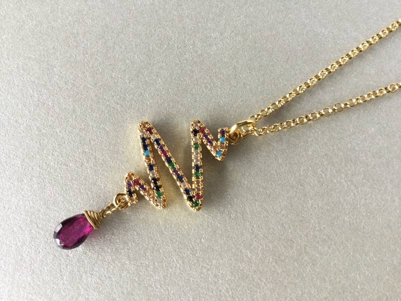 Rubellit Turmalin & Zirkonia Anhänger Mit Verg. 925-Silberkette von TsirliO