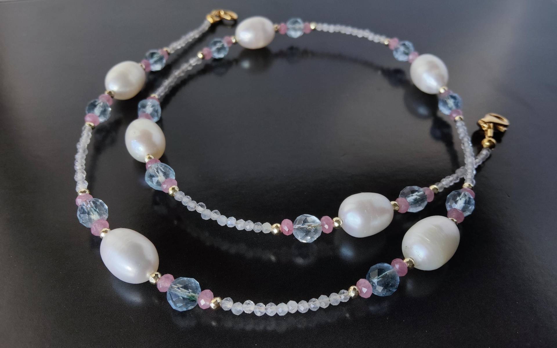 Topas Quarz, Labradorit, Perlen Halskette von TsirliO
