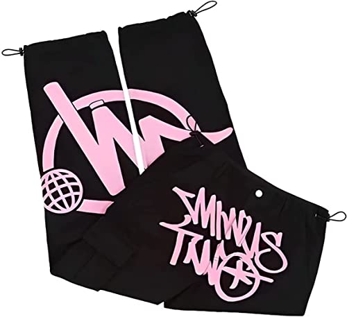 Minus Two Cargo Y2K Hose, 2023 Harajuku Hip-Hop-Cargohose, 90er Hip Hop Kleidung Damen, Stylische, Atmungsaktive Jogginghose Mit Neutraler Taille, Sportliche Loungehose-Rosa||S von TsoLAY