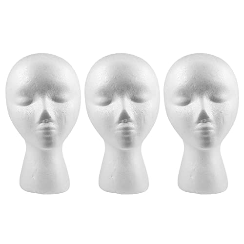 TsoLay 3X 27,5 x 52cm Unecht/Mannequin Kopf Weiblicher Schaum (Polystyrol) Aussteller fuer Cap, Kopfhoerer, Haarzusaetze und Peruecken Frauen Mannequin Schaum von TsoLay