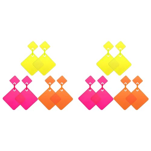 TsoLay 6 Paar 80Er Neon-Ohrringe Retro-Ohrringe 80Er Quadratische Tropfen-Ohrringe für Damen Mädchen Cosplay Party-Accessoire von TsoLay