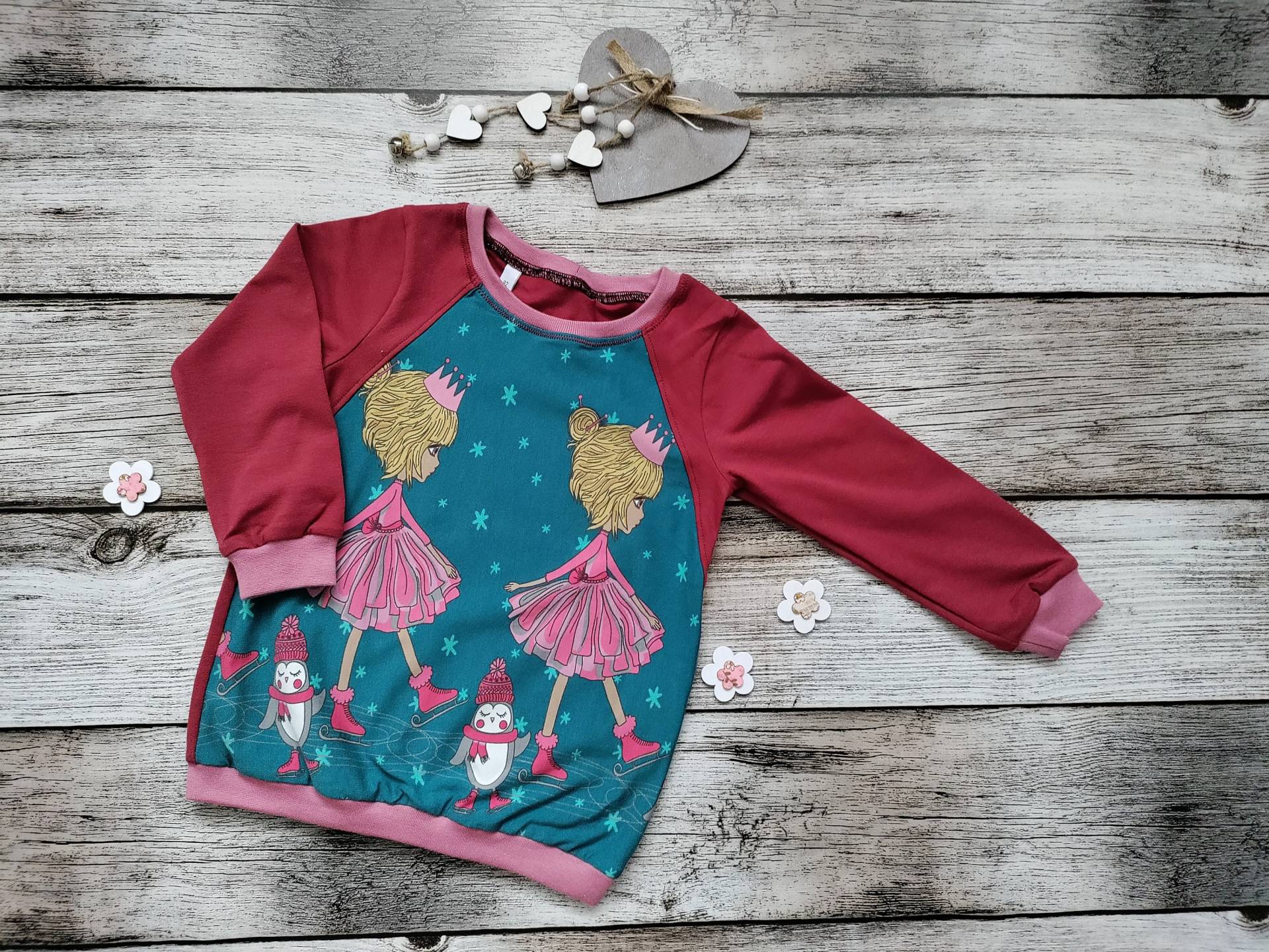 Langarm Shirt Prinzessin Schlittschuh Eiskunstlauf Pinguin in Größe 92 von TsuMeieu