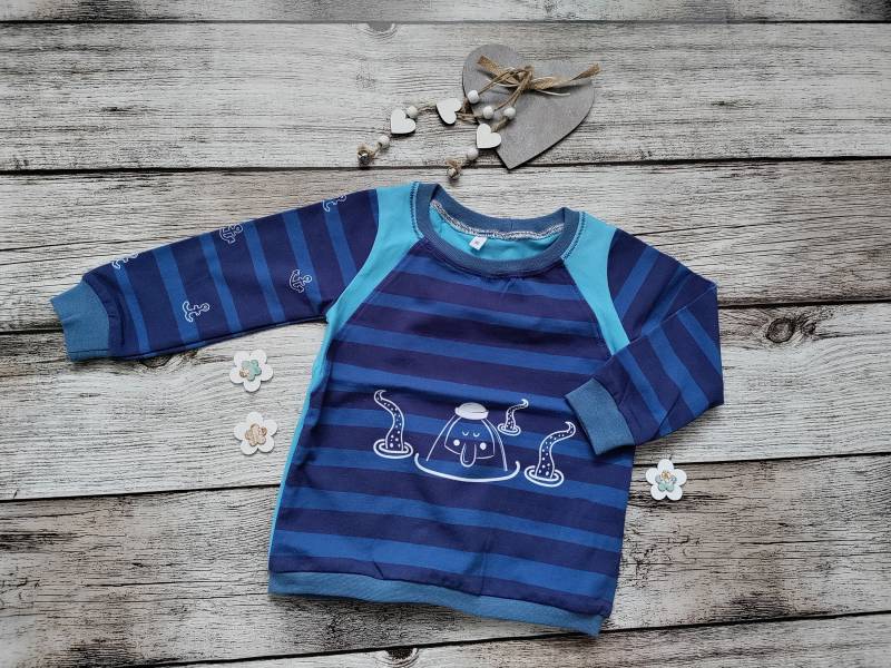 Langarm Shirt Wasser Ozean Krake in Größe 80 von TsuMeieu