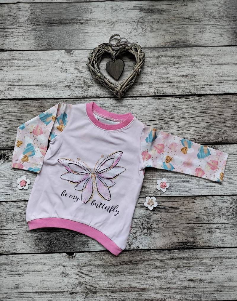 Langarmshirt in Rosa Schmetterling Panel Größe 74 von TsuMeieu