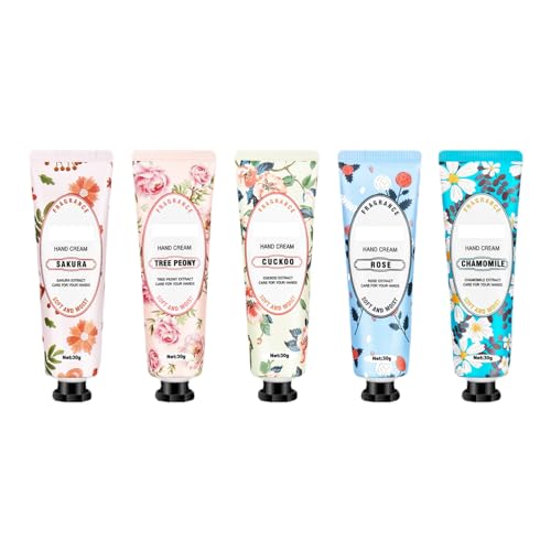 Handcreme-Set - 5-teilige Feuchtigkeitscreme mit Blumenaroma, die die Stimmung für trockene Hände hebt | Schönheitsprodukte für Zuhause, Geschäftsreisen, Schulen, Arbeit, Reisen Tsuchiya von Tsuchiya