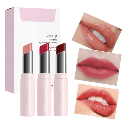 Hochglänzender Balsam-Lippenstift | 3 Stück feuchtigkeitsspendende Lippenbalsams für trockene Lippen mit hohem Glanz | Gesichts-Make-up für Mädchen für Zuhause, Arbeit, Einkaufen, Reisen, Tsuchiya von Tsuchiya