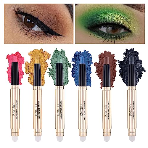 Lidschattenstift-Set - 2-in-1-Lidschattenstift mit 6 Farben,Natürliches, langanhaltendes Lidschatten-Highlighter-Stick-Set für Partys und den täglichen Gebrauch Tsuchiya von Tsuchiya