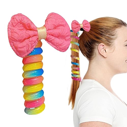 Spiral-Scrunchies,Pferdeschwanzhalter Haargummis Spulen | Elastische Haargummis für Frauen, knitterfrei, spurlos, niedlicher Haarschmuck, Telefonschnur-Haargummis für dickes Haar, Tsuchiya von Tsuchiya