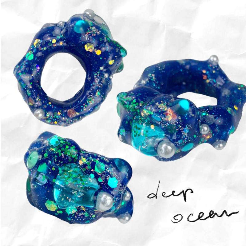 Polymer Clay Acrylharz Ring Handgemachter Grober Klecks von Tsucro