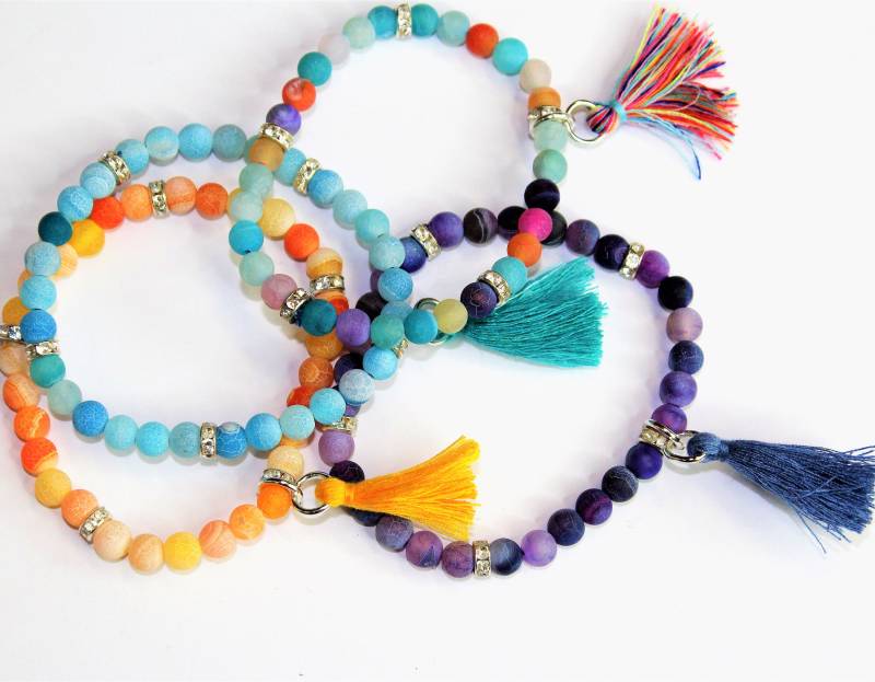 Dragon Vein Achat Armband, Quasten-Schmucksachen, Stapelbares Armband 6 Mm von TsukasaAndAna