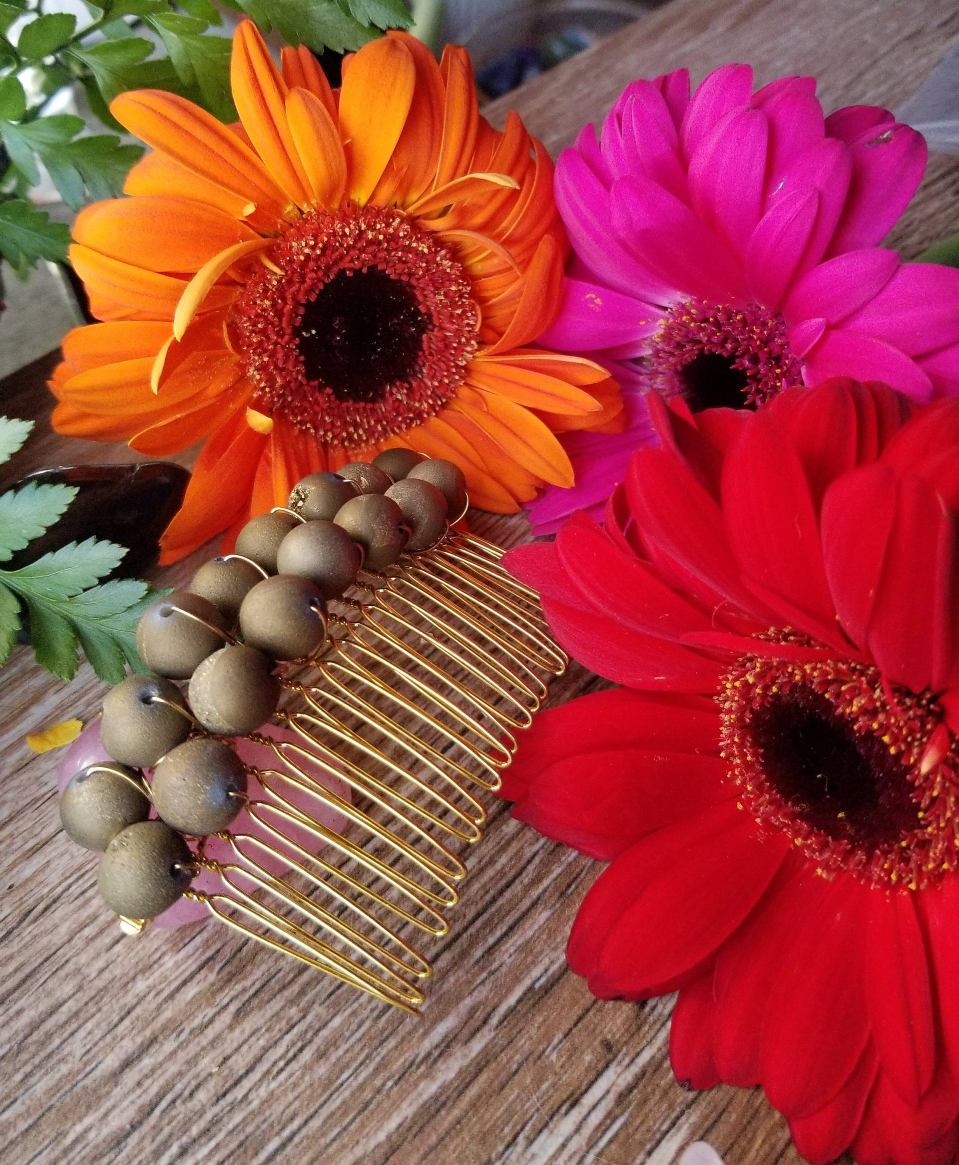 Gold Haarkamm, Druzy, Braut Boho Schmuck, Hochzeit, Handgemacht, Abschluss Geschenk, Strümpfe Stuffers, Weihnachtsgeschenk von TsukasaAndAna