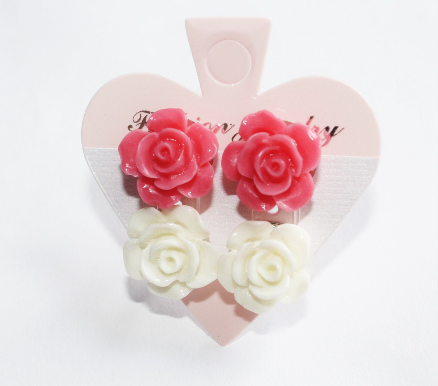 Ohrstecker Blumen, Rosen Ohrringe, Ohrstecker, Blumen Mädchen Rosen, Rosa Weiße von TsukasaAndAna