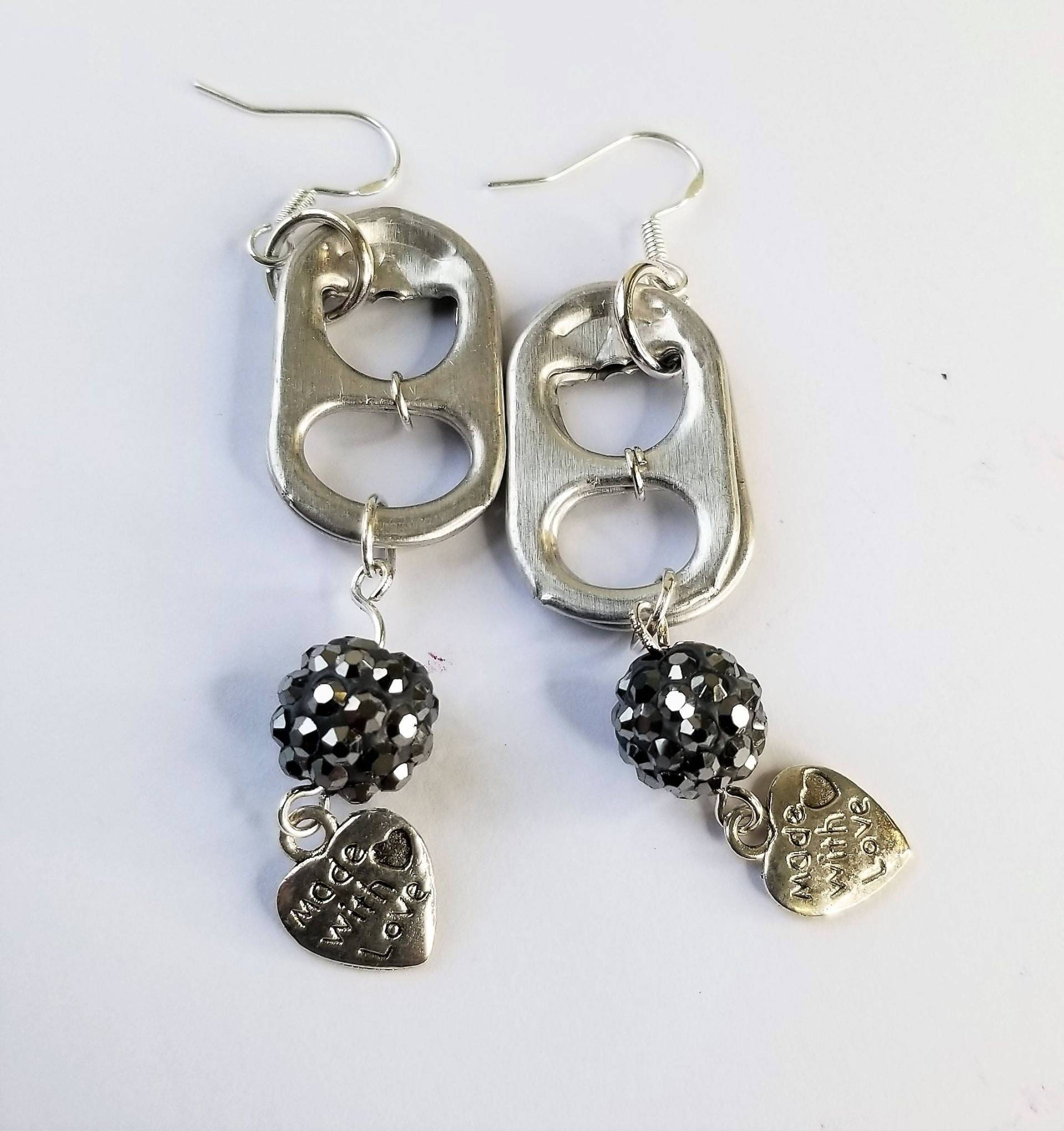 Recycelte Ohrringe, Upcycle, Sodakappen, Bierkappen, Shamballa Handgemacht, Recycling, Recycelter Schmuck, Versandfertig, Geschenk Für Kinder von TsukasaAndAna