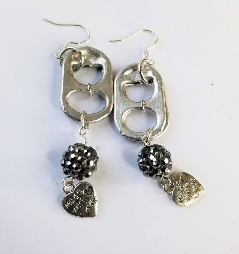 Recycelte Ohrringe, Upcycle, Sodakappen, Bierkappen, Shamballa Handgemacht, Recycling, Recycelter Schmuck, Versandfertig, Geschenk Für Kinder von TsukasaAndAna