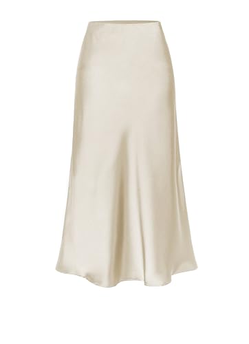 Damen Satin Midirock Seide Eleganter Rock Mit Hoher Taille A Linie Mit Elastischem Bund von Tsuukuie