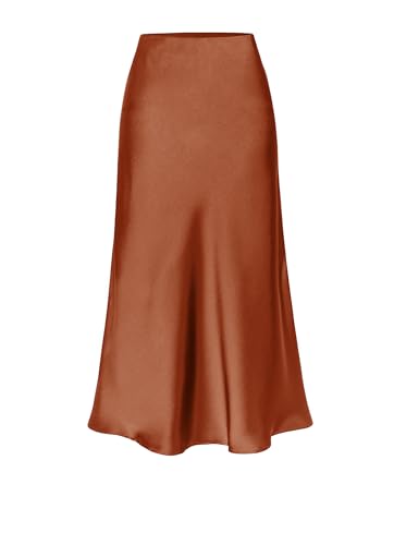 Damen Satin Midirock Seide Eleganter Rock Mit Hoher Taille A Linie Mit Elastischem Bund von Tsuukuie