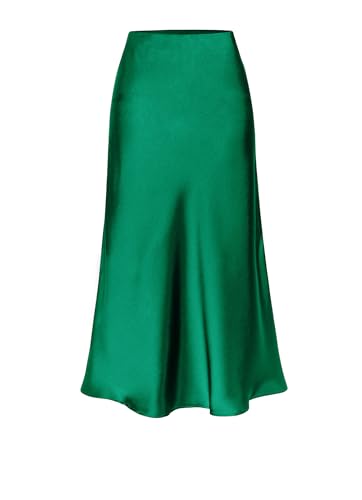 Damen Satin Midirock Seide Eleganter Rock Mit Hoher Taille A Linie Mit Elastischem Bund von Tsuukuie