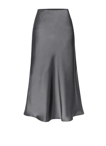 Damen Satin Midirock Seide Eleganter Rock Mit Hoher Taille A Linie Mit Elastischem Bund von Tsuukuie