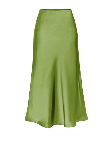 Damen Satin Midirock Seide Eleganter Rock Mit Hoher Taille A Linie Mit Elastischem Bund von Tsuukuie