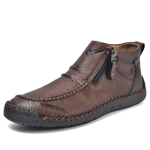 Tsuukuie Herren Freizeit Barfußschuhe Herren Leder Knöchel Chukka Boots Slipper Mokassins Walking Driving Loafers 40 Braun von Tsuukuie