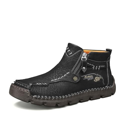 Tsuukuie Herren Freizeit Leder Knöchel Chukka Boots Barfuß Schuhe Herren Slipper Loafers Walking Driving Mokassins 41 Schwarz von Tsuukuie