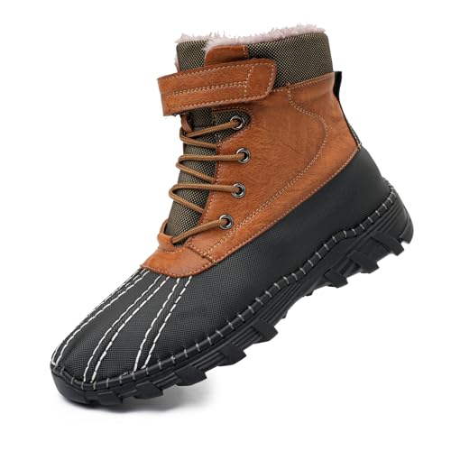 Tsuukuie Herren wasserdichte High-Top Wanderschuhe, Obermaterial aus Mikrofaserleder, Memory-Schaum-Innensohle, rutschfeste Gummisohle, erhältlich mit Mesh- oder Plüschfutter 41 Mesh-Futter Braun von Tsuukuie