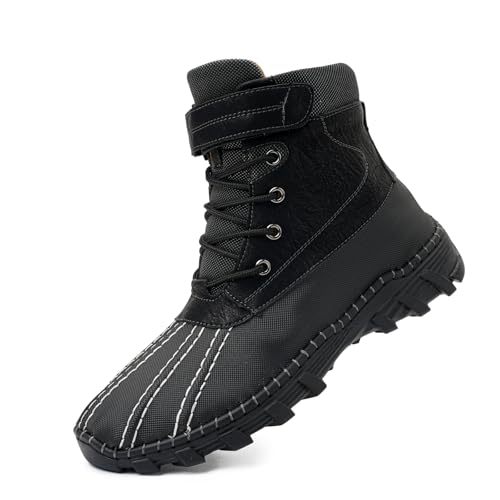 Tsuukuie Herren wasserdichte High-Top Wanderschuhe, Obermaterial aus Mikrofaserleder, Memory-Schaum-Innensohle, rutschfeste Gummisohle, erhältlich mit Mesh- oder Plüschfutter 45 Mesh-Futter Schwarz von Tsuukuie