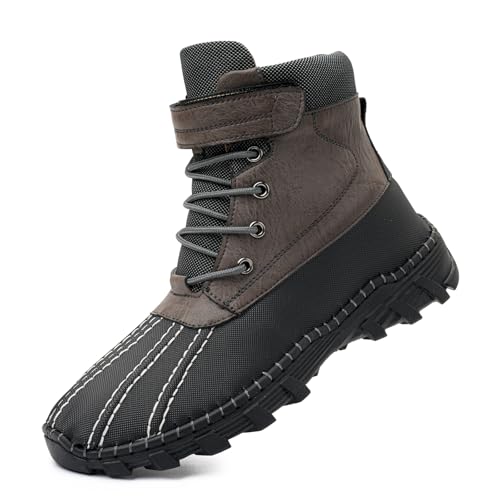 Tsuukuie Herren wasserdichte High-Top Wanderschuhe, Obermaterial aus Mikrofaserleder, Memory-Schaum-Innensohle, rutschfeste Gummisohle, erhältlich mit Mesh- oder Plüschfutter 48 Mesh-Futter Grau von Tsuukuie