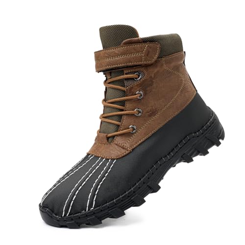 Tsuukuie Herren wasserdichte High-Top Wanderschuhe, Obermaterial aus Mikrofaserleder, Memory-Schaum-Innensohle, rutschfeste Gummisohle, erhältlich mit Mesh- oder Plüschfutter 48 Mesh-Futter Khaki von Tsuukuie