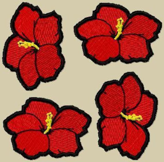 4Er Set Hibiskusblüten Farben Wählbar Aufnäher 4Er Set Hibiskusblüten Farben Wählbar Aufnäher von Tsvays