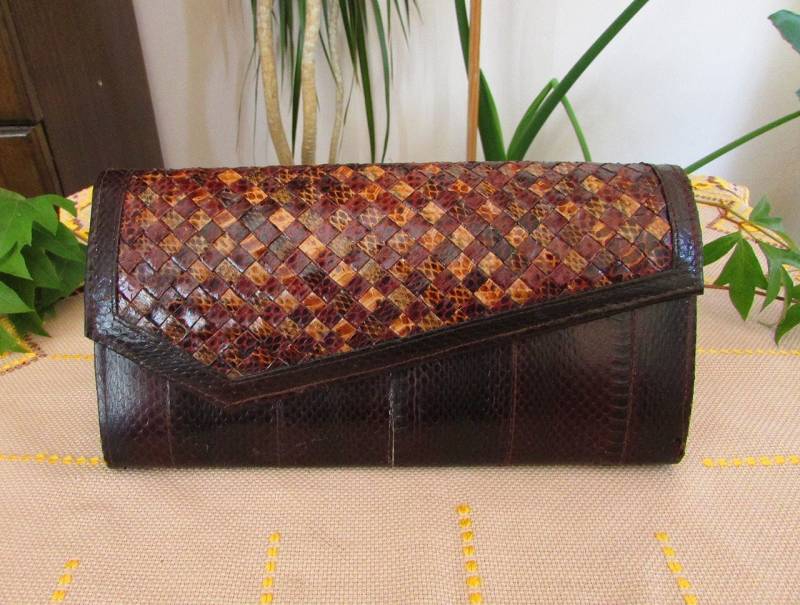 Vintage Braun Kunstleder Umschlag Clutch Organizer Geldbörse von TsveteHeArt