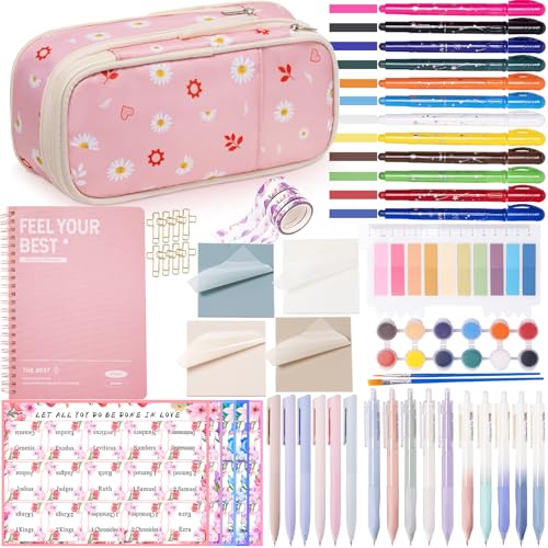 TuErCao Bibelstudium Supplies Federmäppchen Bibelzubehör Set (Daisy Pink) von TuErCao