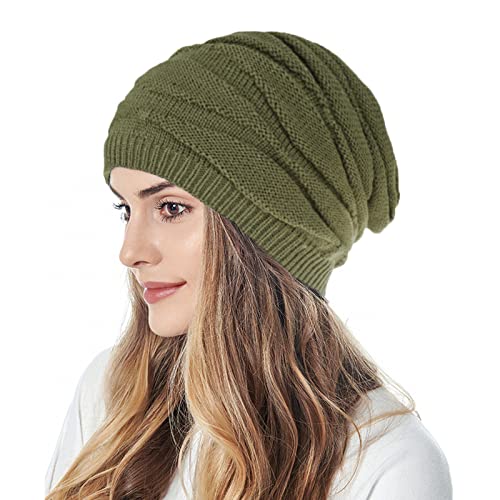 TuYines Beanie Damen Winter,Beanie Damen Gefüttert,Damen Mütze Winter Strickmütze Damen Beanie Grobstrick Warme Beanie mit Innenfutter von TuYines