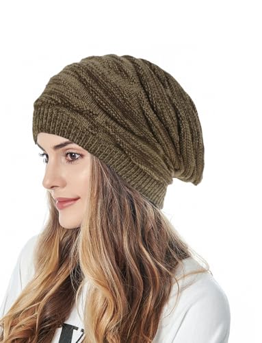 TuYines Beanie Damen Winter Gefüttert - Strickmütze Grobstrick Warme Mütze Mit Innenfutter von TuYines