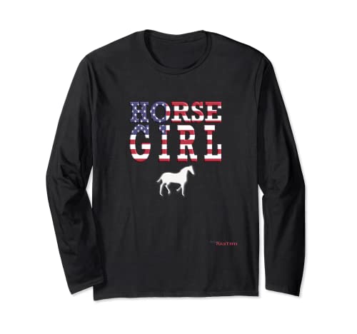 Pferd Mädchen, Reiten, Pferde, Mädchen, USA, Reiten, Flagge, Tuatim. Langarmshirt von Tuatim Shirt