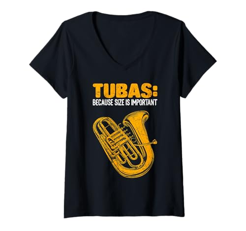 Damen Lustiger Tubaspieler mit Messinggrafik im Tuba Marching Design T-Shirt mit V-Ausschnitt von Tuba Designs Orchestra Funny Marching Band