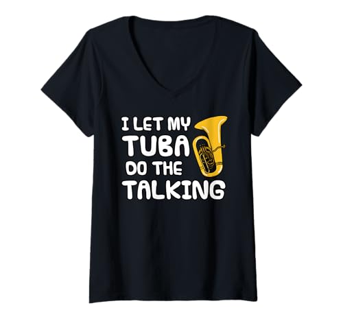 Damen Ich lasse meine Tuba sprechen, Blechbläser introvertiert T-Shirt mit V-Ausschnitt Damen Ich lasse meine Tuba sprechen, Blechbläser introvertiert T-Shirt mit V-Ausschnitt von Tuba Player Musician Introvert By DoodleRob