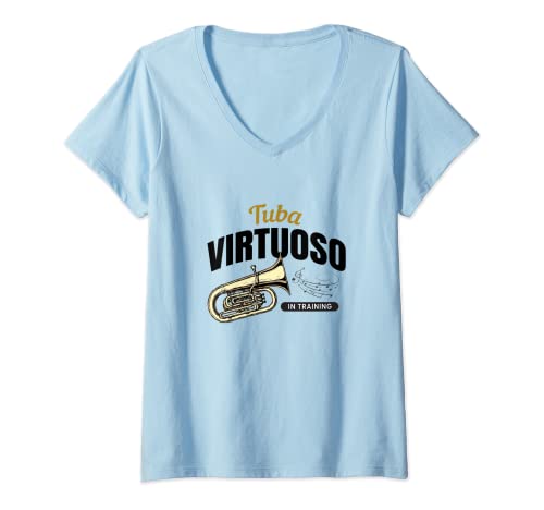 Damen Tuba Virtuoso im Training | Tubist Shirt | Tuba Player Tuba T-Shirt mit V-Ausschnitt von Tuba Shirts for Tuba Players