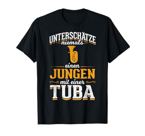 Unterschätze niemals einen Jungen mit einer Tuba T-Shirt von Tuba Tubist Blechblasinstrument