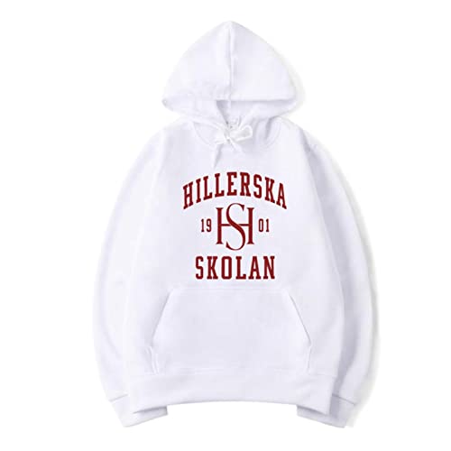 Tubaxing Young Royals Hoodie Hillerska Skolan Kapuzen-Sweatshirt Lässiger Pullover Herren Damen Mode Hoody White,L von Tubaxing