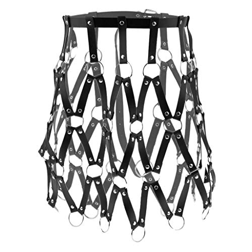 Tubayia Damen Aushöhlen Leder Body Harness Rock Lederrock Punk Halloween Kostüm Clubwear von Tubayia