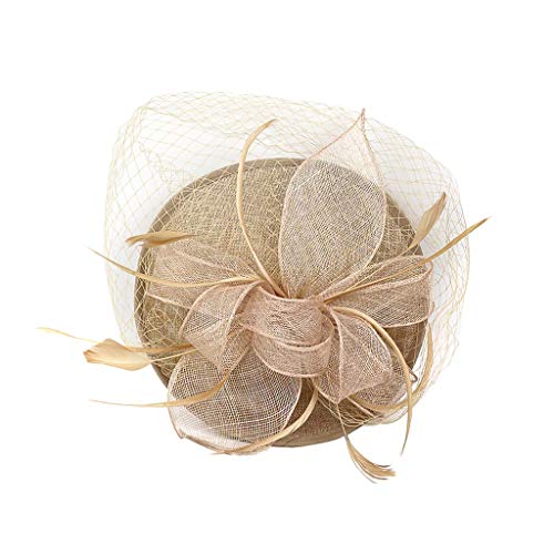 Tubayia Damen Elegant Fascinator Hut Kopfschmuck Kopfbedeckung für Hochzeit Kirche Party (Champagner) von Tubayia