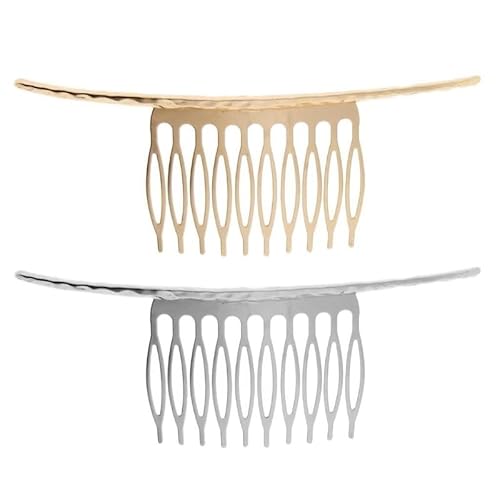 Tubayia Haargesteck Haarschmuck Haarkamm Seitenkamm, Metal Braut Hochzeit Kamm Schleier Seite Kamm Schleier Steckkamm Haarschmuck für Brautfrisur Frauen Frisurhilfe, Frauen, Brautschmuck (Silber+Gold) von Tubayia