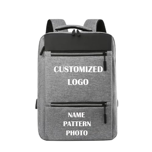 Benutzerdefinierte Logo Rucksack Männer Business Reise Laptop Tasche Personalisierte Computer Tasche Student Schule Tasche Unternehmen Geschenk DIY Druck Foto Name Gray,15 inches von Tuboshu