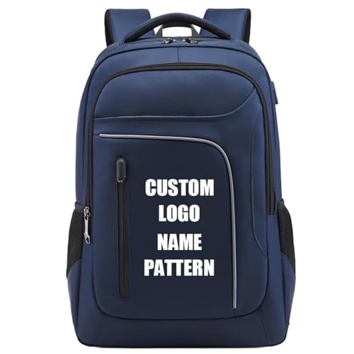 Benutzerdefinierter Herren Rucksack mit Personalisiertem Druck Logo Foto Text, Büchertasche Business Arbeits Reisetasche Laptop Rucksack Schultasche Als Geschenk Color2,16 inches von Tuboshu