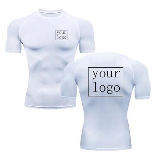 Benutzerdefiniertes Kompressions T-Shirt mit Ihrem Design Logo Tops für Männer und Frauen Kurzärmelig Schnell Trocknend für Jogging Fitnessstudio Sport Fitness Workout color2,M von Tuboshu