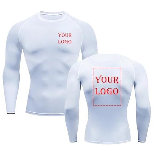 Passen Sie Ihr Eigenes Design mit Logo/Bild An Kompressions Shirts Lauf Fitness Tights Sportbekleidung Bedrucktes Fitnessstudio Workout Sport Langärmliges T-Shirt color2,L von Tuboshu