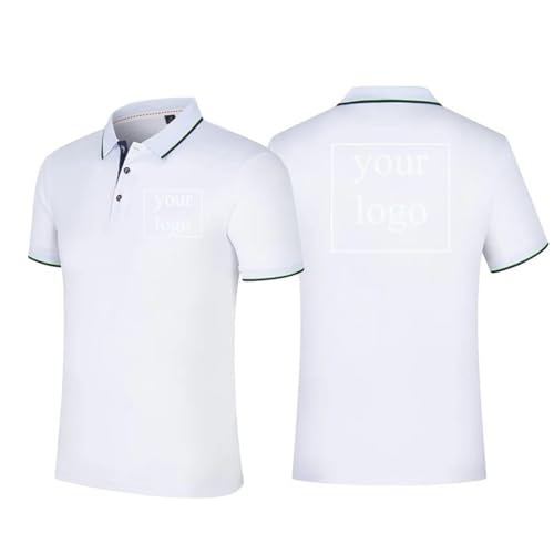 Personalisiertes Design Ihres Eigenen Logo Poloshirts Sommer Kurzarm T-Shirt Klassisches Individuell Bedrucktes T-Shirt mit Foto Text White,XXL von Tuboshu