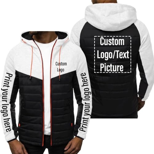 Tuboshu Benutzerdefinierte Hoodie für Männer Entwerfen Sie Ihre Eigene Jacke Fügen Sie Logo Foto Text Personalisierte Reißverschluss Sweatshirt Frühling Herbst Winter Mantel color1,XL von Tuboshu