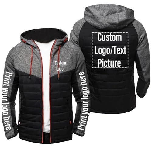 Tuboshu Benutzerdefinierte Hoodie für Männer Entwerfen Sie Ihre Eigene Jacke Fügen Sie Logo Foto Text Personalisierte Reißverschluss Sweatshirt Frühling Herbst Winter Mantel color3,XXL von Tuboshu
